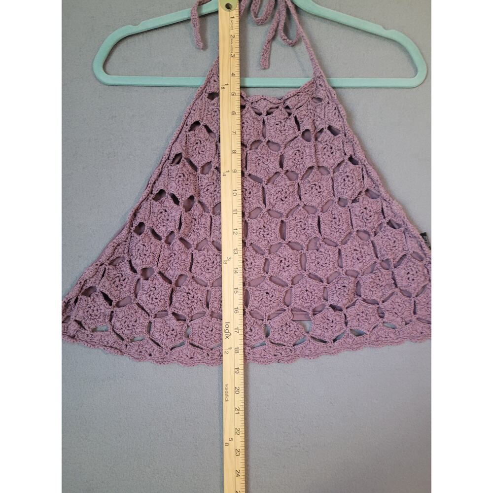 Lilac Mandala Crochet Halter Crop Top XL Boho Fairycore Festival - Picture 6 of 8